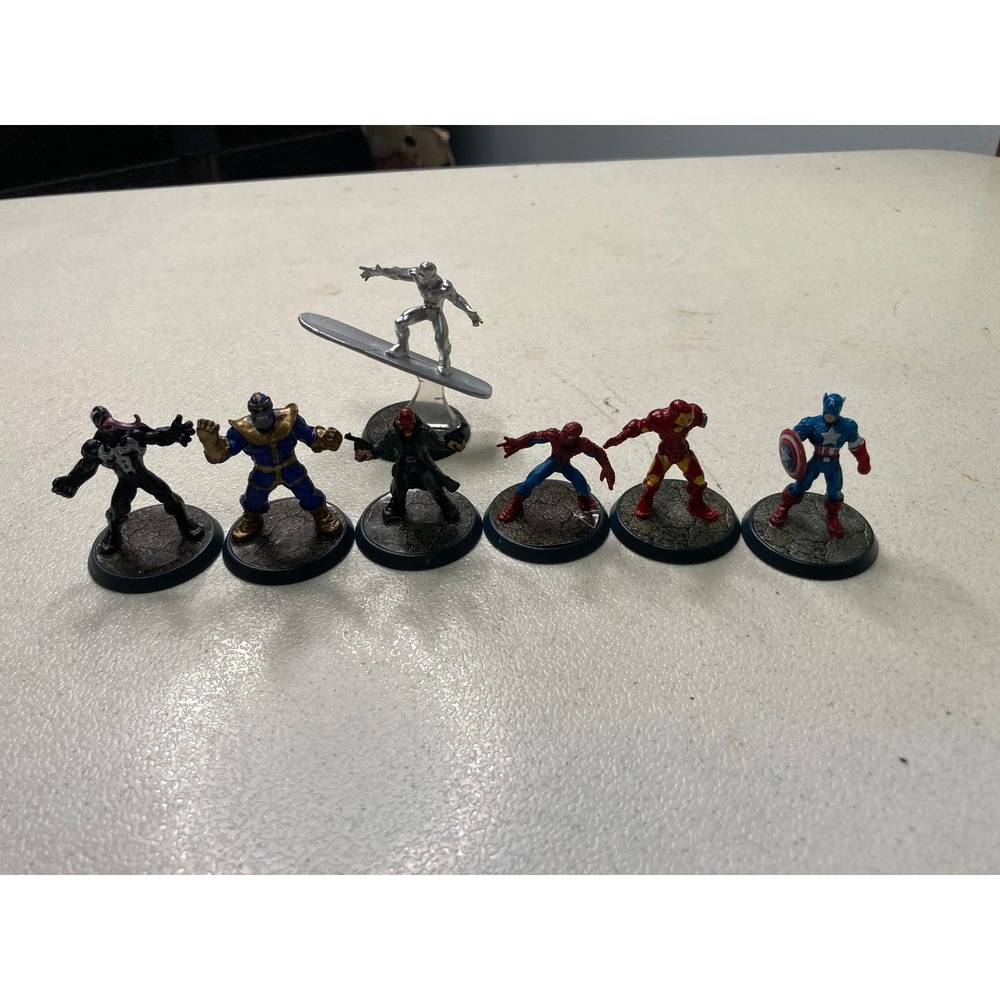 Marvel Heroscape Miniatures Lot Spider-Man Thanos Silver Surfer Red Skull Venom